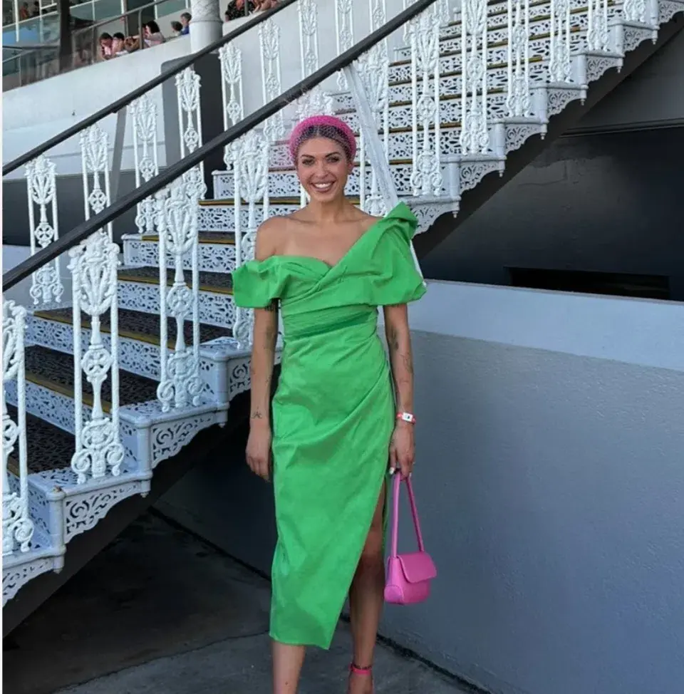 Rachel Gilbert Gia Midi Dress Green Size 3 / AU 12 for rent on The Volte - main image
