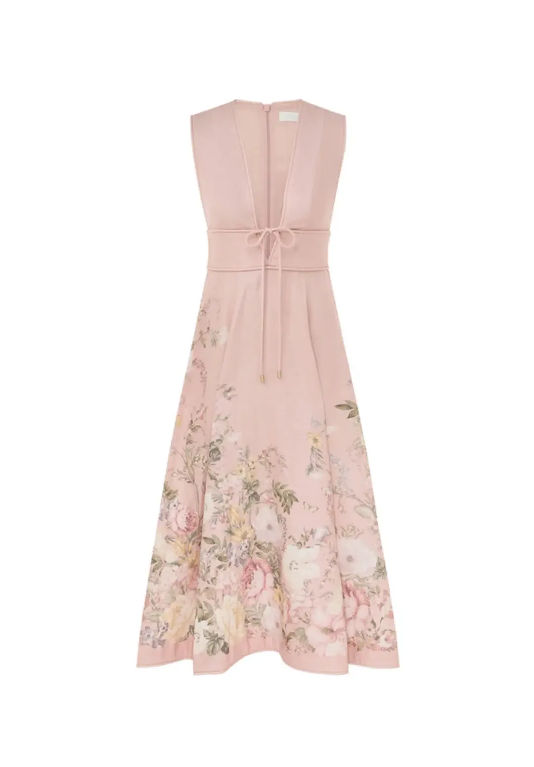 Zimmermann Waverly Plunge Midi Dress in Pink Floral Size 2 (AU 12) for rent on The Volte - main image