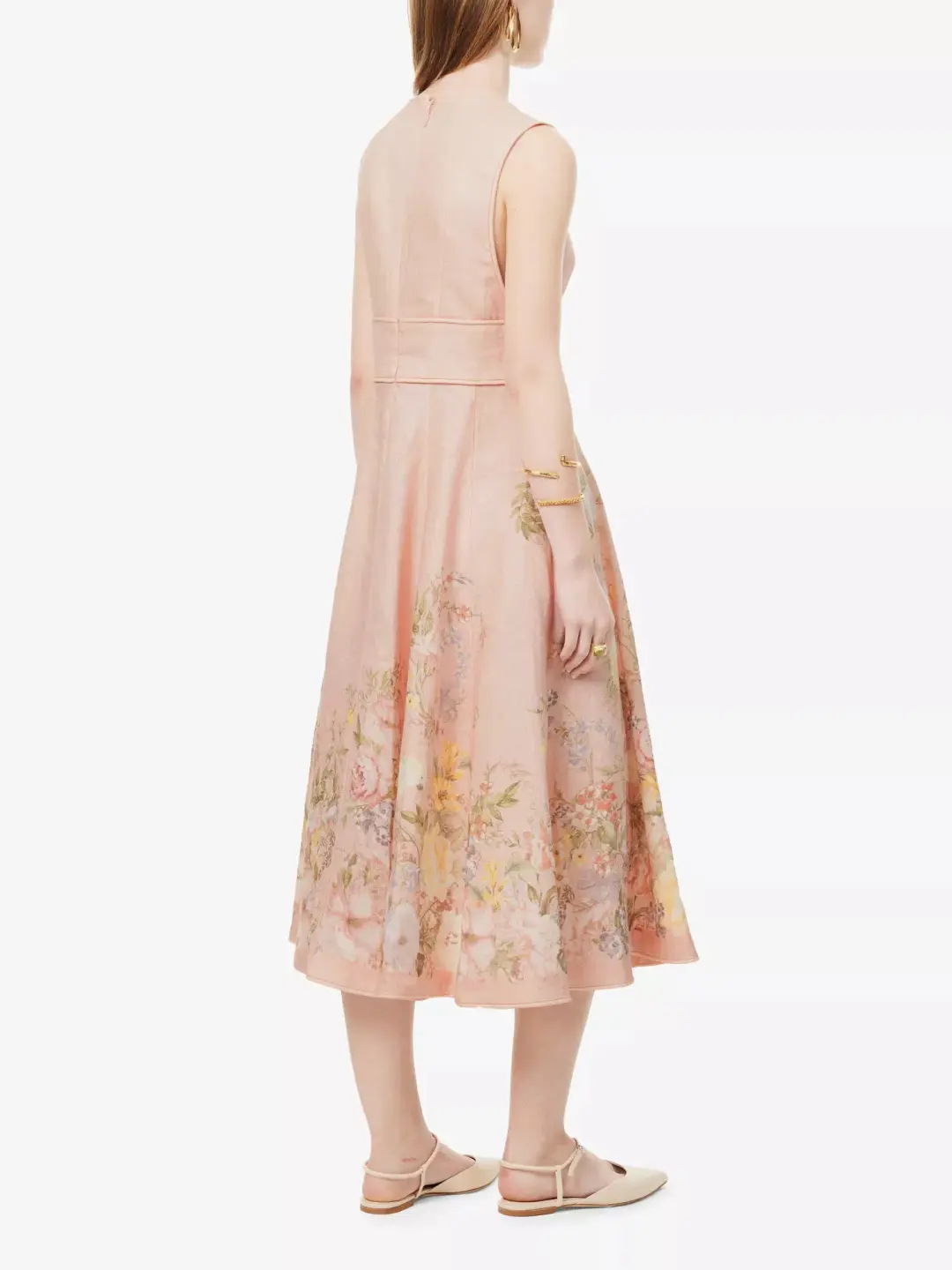 Zimmermann Waverly Plunge Midi Dress in Pink Floral Size 2 (AU 12) for rent on The Volte - main image