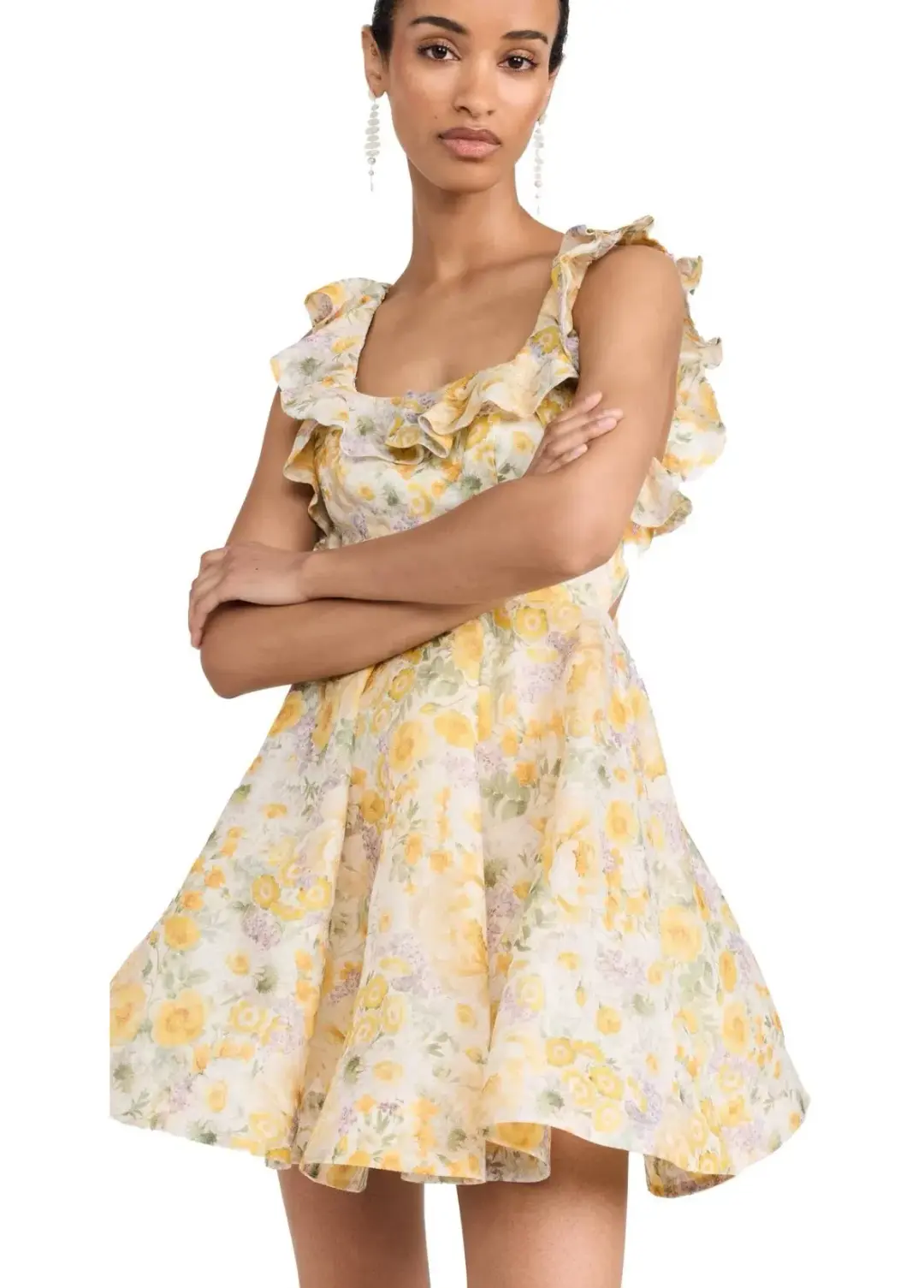 Zimmermann Harmony Frilled Mini Dress Citrus Garden Print Size 1 (6)6 for rent on The Volte - main image