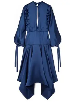 Self Portrait Handkerchief Hem Satin Midi Dress Blue Size 14 for rent on The Volte - image 4