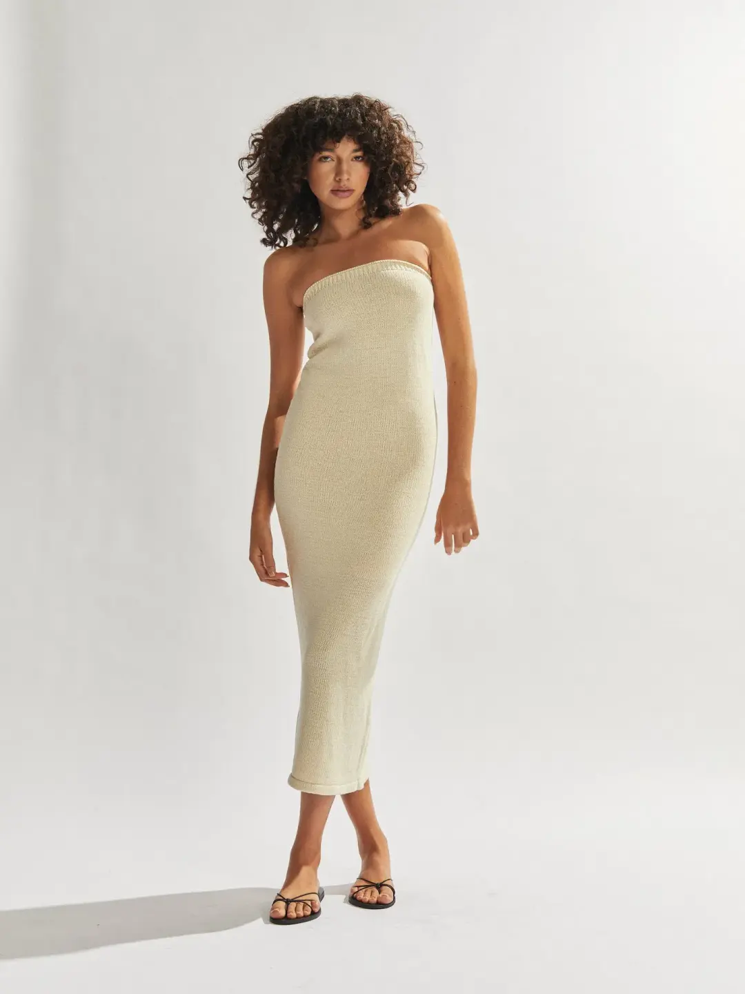 One Mile the Label Cora Strapless Maxi Dress Custard Size 8 for rent on The Volte - main image