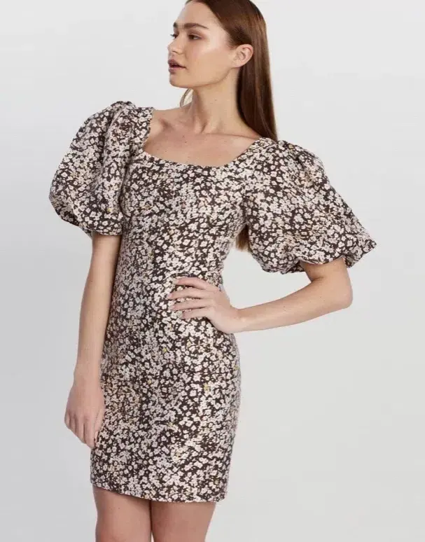 Shona Joy Dahlia OTS Fitted Mini Dress Floral Size 8 for rent on The Volte - main image