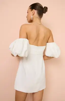 Shona Joy La Lune Otto Puff Sleeve Mini Dress in Ivory Size 6 for rent on The Volte - image 2