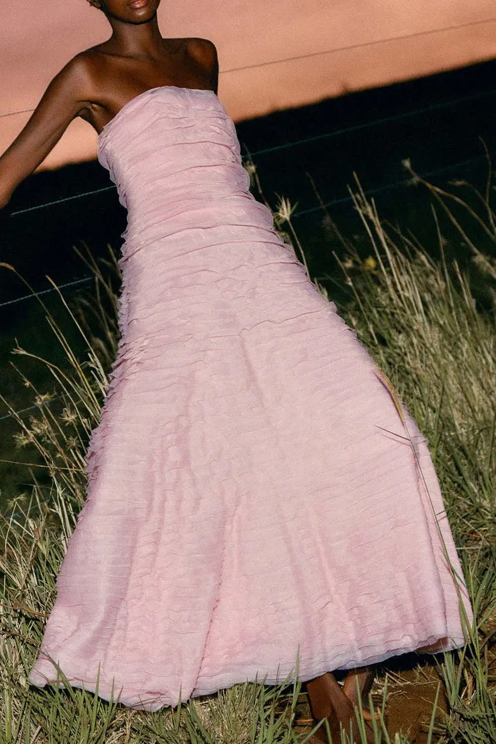 AJE Soundscape Maxi Dress Chalk Pink Size 8 for rent on The Volte - main image
