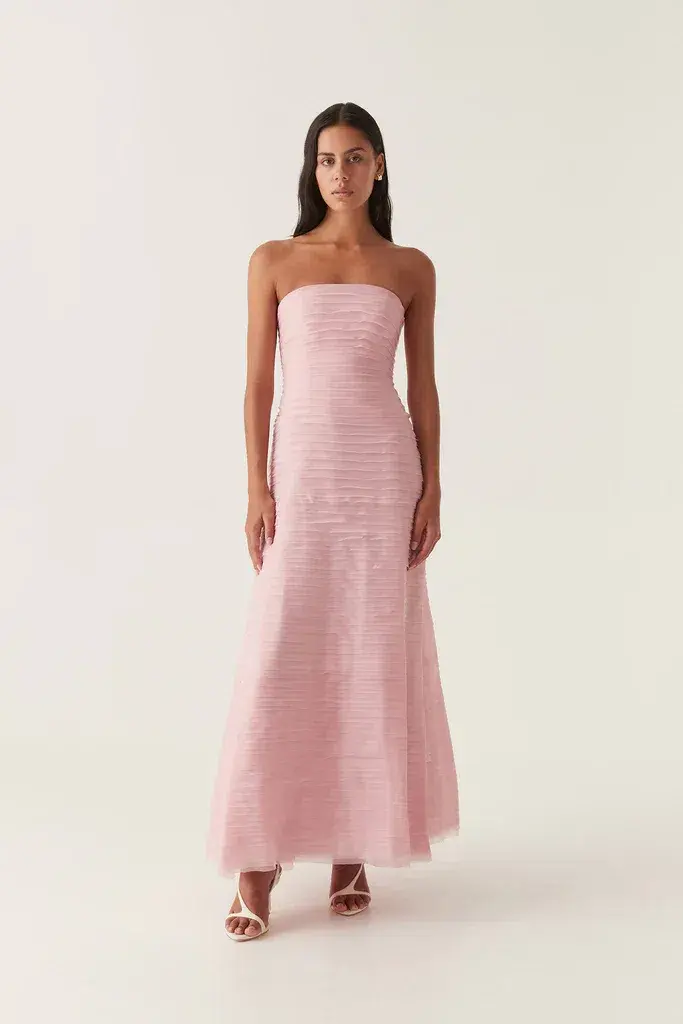 AJE Soundscape Maxi Dress Chalk Pink Size 8 for rent on The Volte - main image