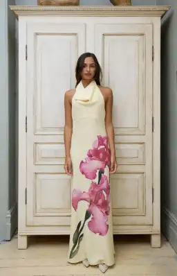 With Harper Lu Cowl Slip Dress Iris Floral Size XS/Au 6