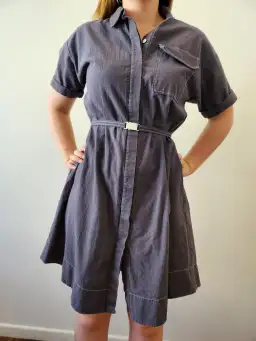 Cue Button Up Dress with Belt Navy Size 8 for rent on The Volte - image 2