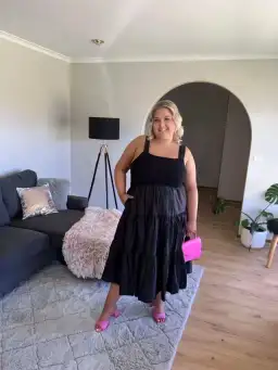 Aje Casa Tiered Midi Dress Black