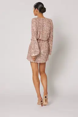 Winona Stellina Long Sleeve Dress Rose Gold Sequin Size M/ AU 10 for rent on The Volte - image 3