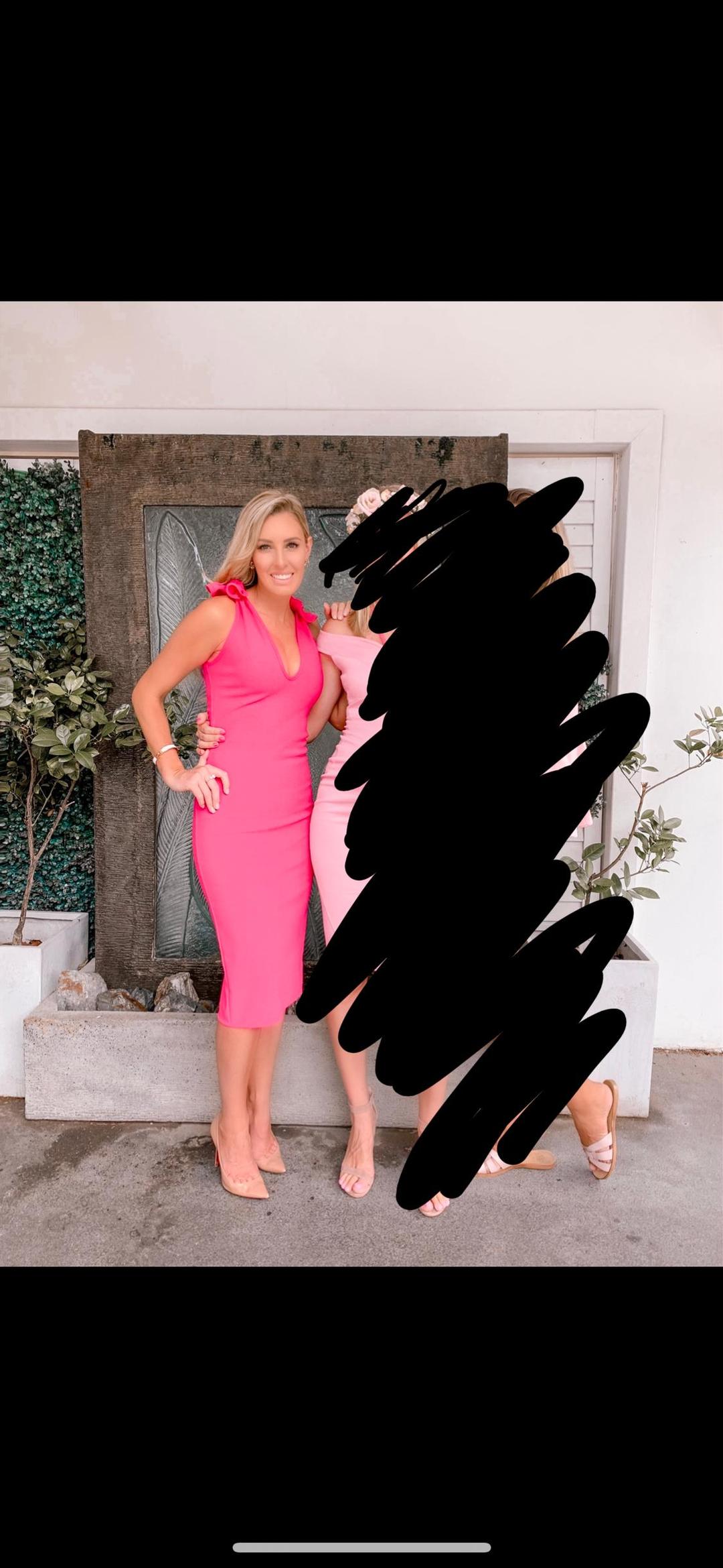 By Johnny V neck Bow Shoulder Dress Pink Size 8 for rent on The Volte - main image