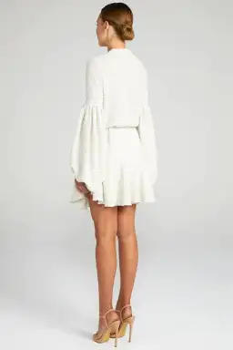 Shona Joy Aimee Balloon Sleeve Mini Dress Cream Size 8 for rent on The Volte - image 4