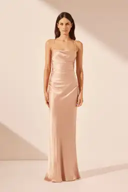 Shona Joy La Lune Lace Back Maxi Dress Desert Rose size 12