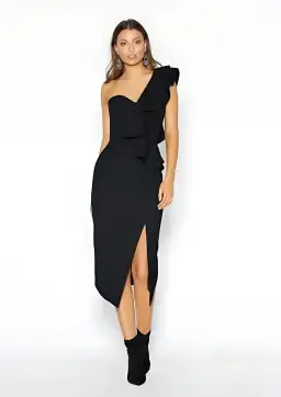 Sheike Carmen Midi Dress Black Size 14