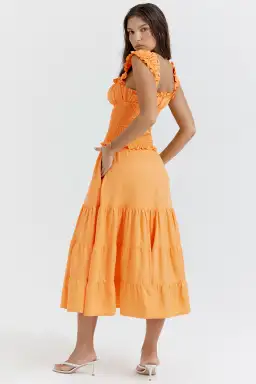 House Of CB Phedra Shirred Sundress Apricot SIze 8 for rent on The Volte - image 3