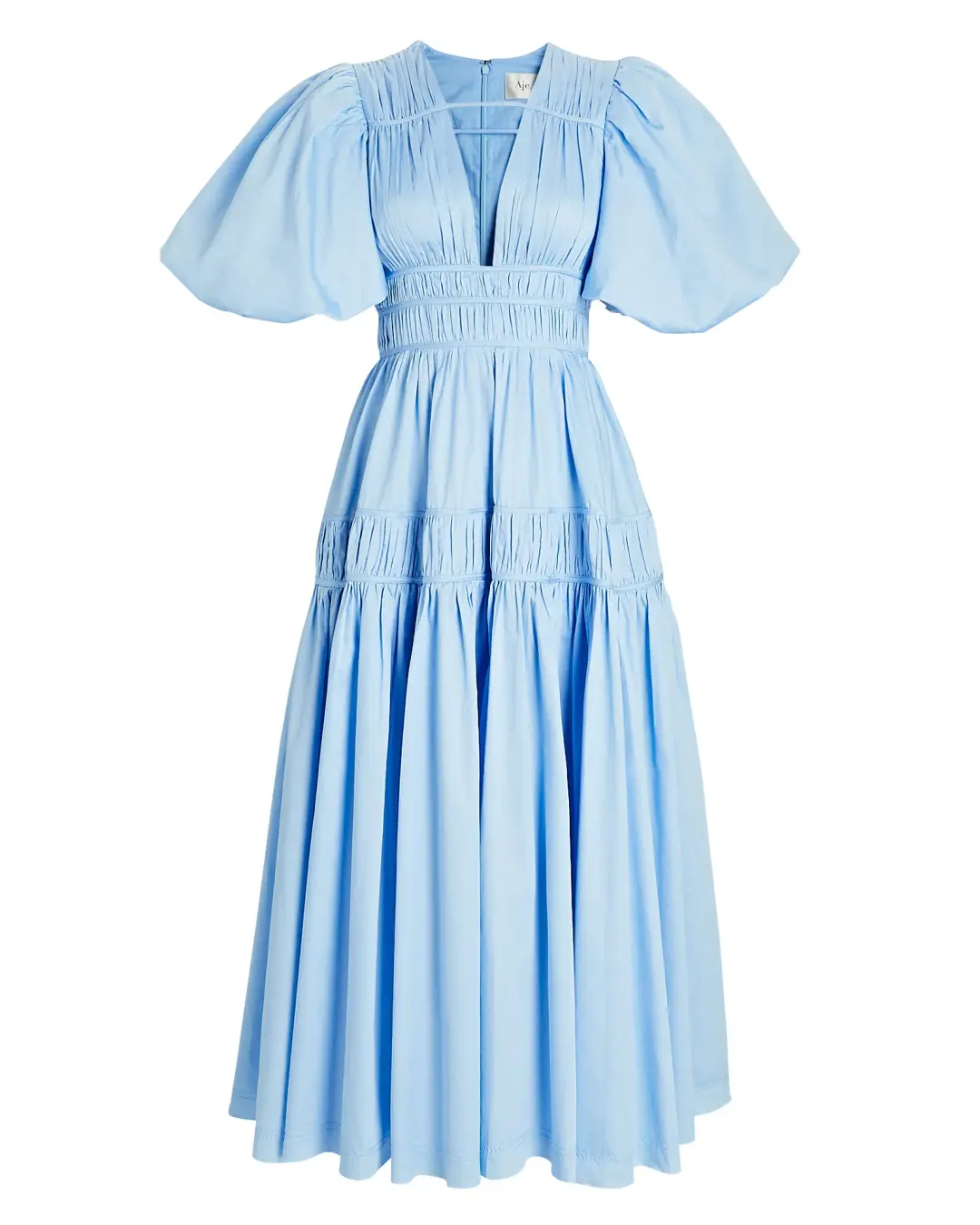 Aje Fallingwater Gathered Midi Dress Light Blue Size L / AU 12 for rent on The Volte - main image