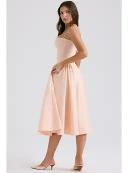 House Of CB Samaria Parfait Twill Corset Midi Dress Peach Size S / AU 8 for rent on The Volte - image 3
