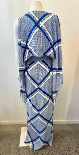 Sass & Bide The Flight Geometric Maxi Dress Blue/White Size AU 12 for rent on The Volte - image 8