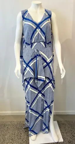Sass & Bide The Flight Geometric Maxi Dress Blue/White Size AU 12 for rent on The Volte - image 7