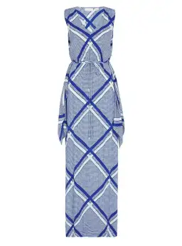 Sass & Bide The Flight Geometric Maxi Dress Blue/White Size AU 12 for rent on The Volte - image 4
