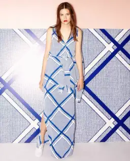 Sass & Bide The Flight Geometric Maxi Dress Blue/White Size AU 12 for rent on The Volte - image 5