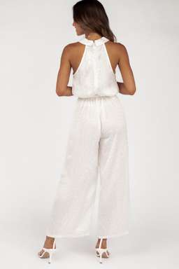 Dahlia White Button Front Jumpsuit Size 10 for rent on The Volte - image 3