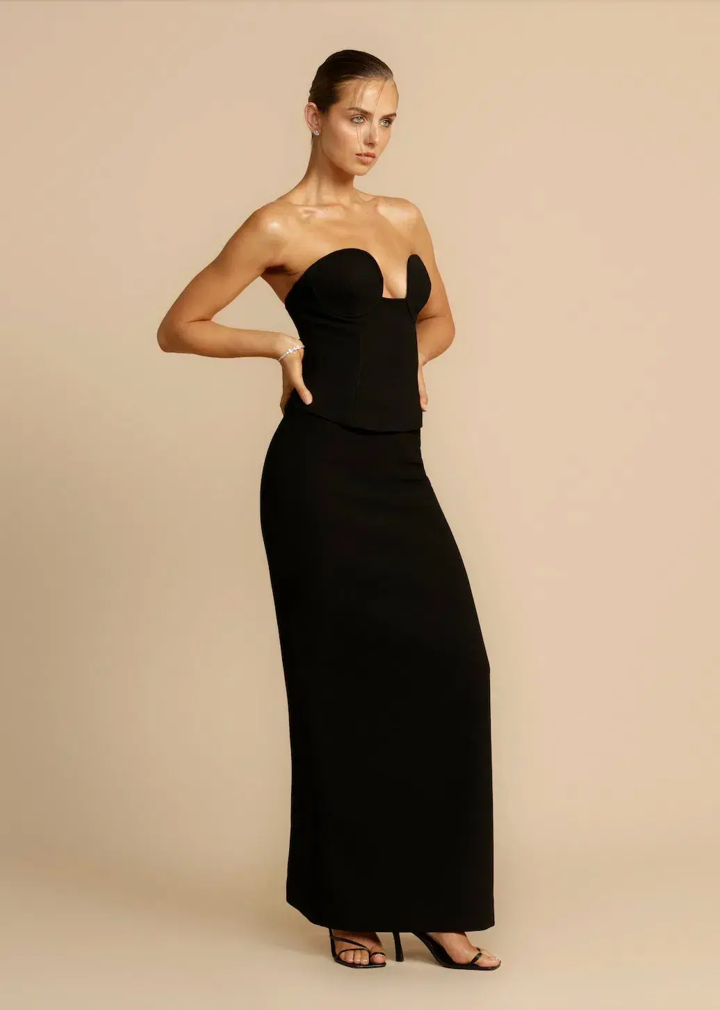 Arcina Ori Frida Bustier and Sloan Skirt Set Black Size S / AU 8 for rent on The Volte - main image