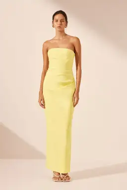 Shona Joy Lani Strapless Draped Maxi Dress Lemon Size 10 for rent on The Volte - image 1