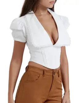 House of CB Augusta Pin Tuck Top White Size S / AU 8 for rent on The Volte - image 5