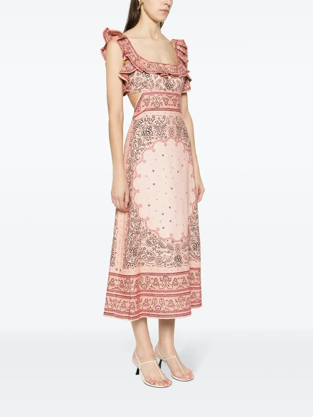 Zimmermann Matchmaker Frilled Midi Dress in Pink Bandana Size 2 / AU 12 for rent on The Volte - main image