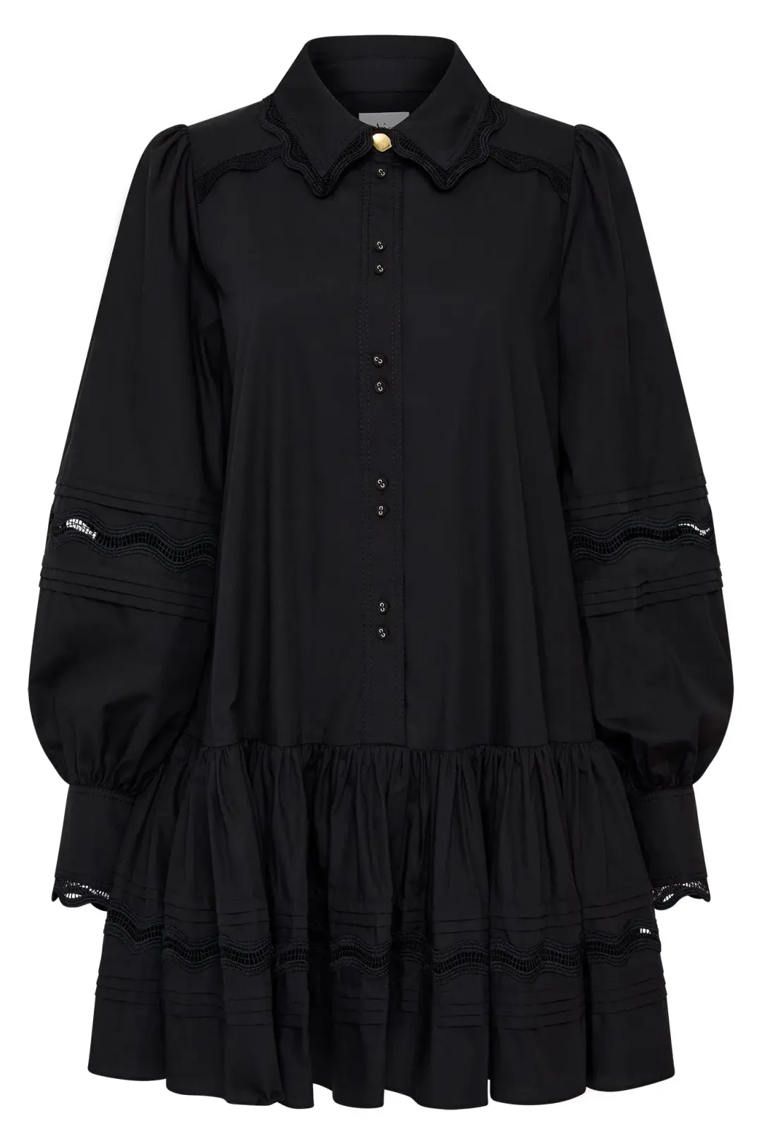 Aje Reva Wave Trim Mini Dress Black Size 8 for rent on The Volte - main image