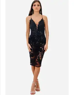 Nadine Merabi Talia Midi Dress Black Size 8