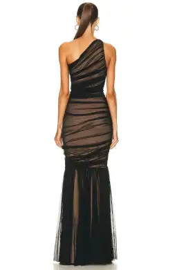 Norma Kamali Diana Fishtail Floor-length Black Mesh & Nude Size XS/Au 6 for rent on The Volte - image 4