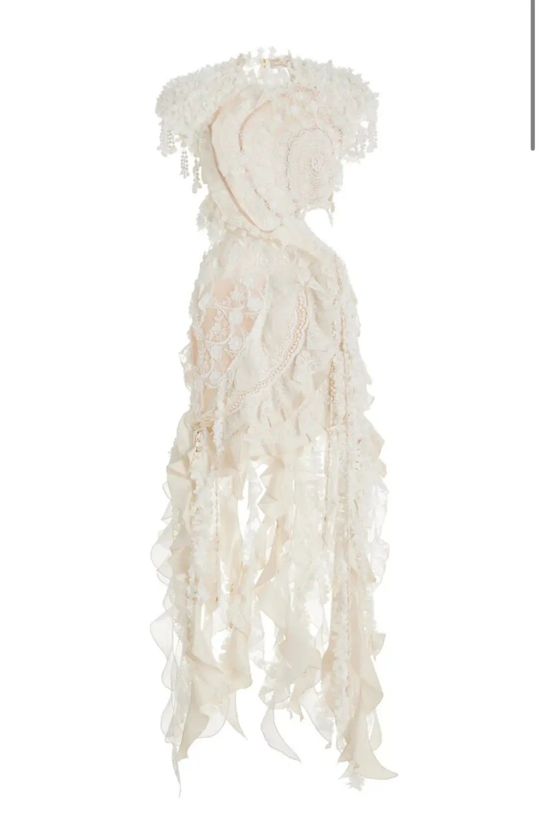 Zimmermann Wonderland Lace Frill Mini Dress Cream Size 0/ AU 8 for rent on The Volte - main image