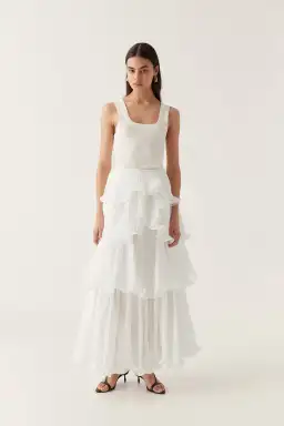 Aje Cosmos Tiered Maxi Skirt Ivory Size 12 for rent on The Volte - image 2