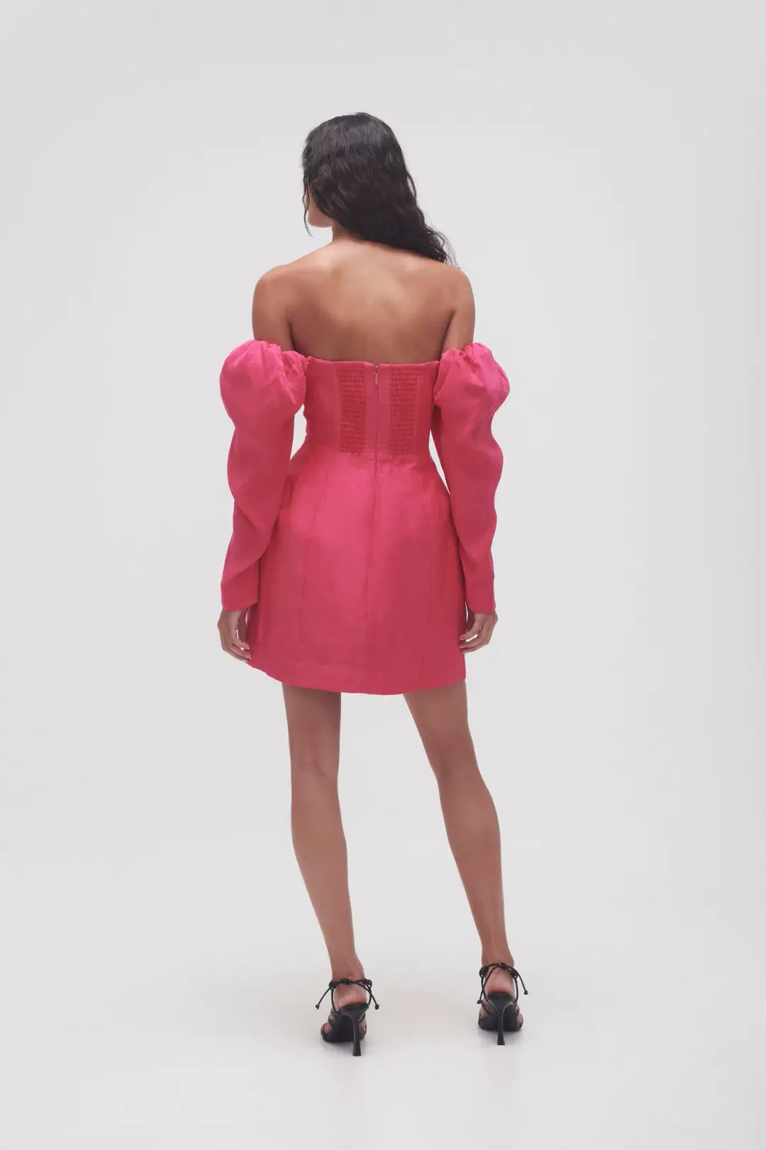 Aje Baret Sleeved Mini Dress Hot Pink Size 8 for rent on The Volte - main image