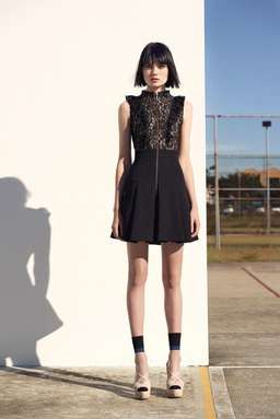 Cue black lace ruffle dress