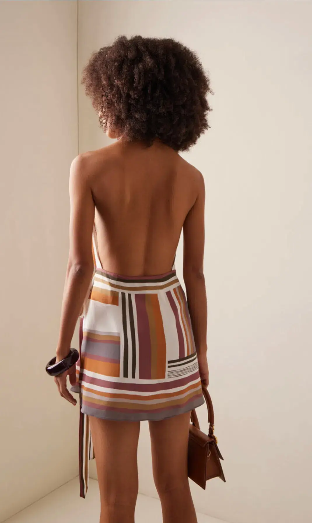 Sir the Label Caprera Silk Halter Mini Dress in Milazzo Stripe Size 1 / AU 8 for rent on The Volte - main image