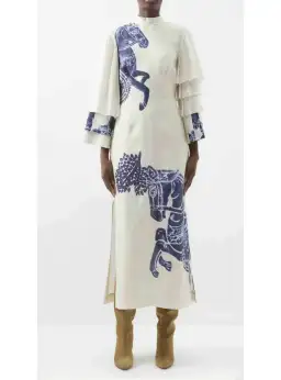 Alemais Rider Midi Dress Cream/Blue Size AU 10