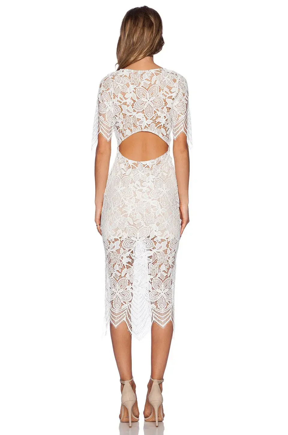 For Love and Lemons Luna Midi Dress White Size 10 for rent on The Volte - main image