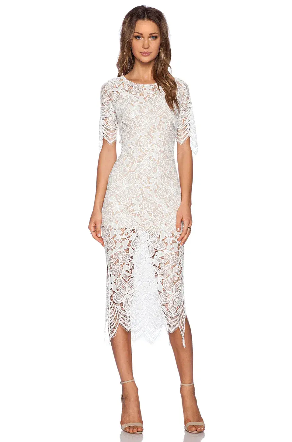 For Love and Lemons Luna Midi Dress White Size 10 for rent on The Volte - main image