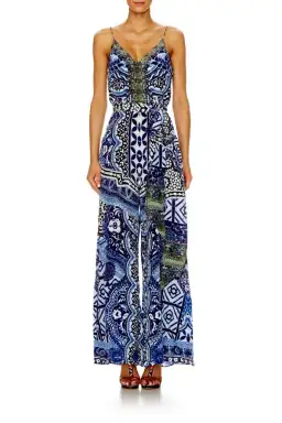 Camilla Under the Medina Moon Wide Leg Jumpsuit Blue Print Size 10 for rent on The Volte - image 2