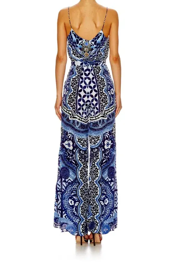 Camilla Under the Medina Moon Wide Leg Jumpsuit Blue Print Size 10 for rent on The Volte - main image