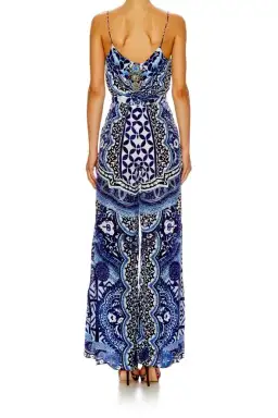 Camilla Under the Medina Moon Wide Leg Jumpsuit Blue Print Size 10 for rent on The Volte - image 3