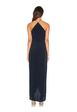 Zimmerman Silk Tuck Long Dress French Navy Size 0/ AU 8 for rent on The Volte - image 3
