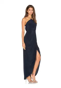Zimmerman Silk Tuck Long Dress French Navy Size 0/ AU 8 for rent on The Volte - image 2