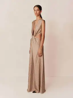 Esse Linka Twist Maxi Dress Brown Print Size 6 for rent on The Volte - image 2