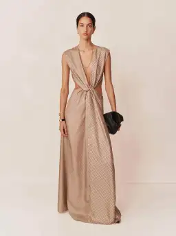 Esse Linka Twist Maxi Dress Brown Print Size 6 for rent on The Volte - image 1