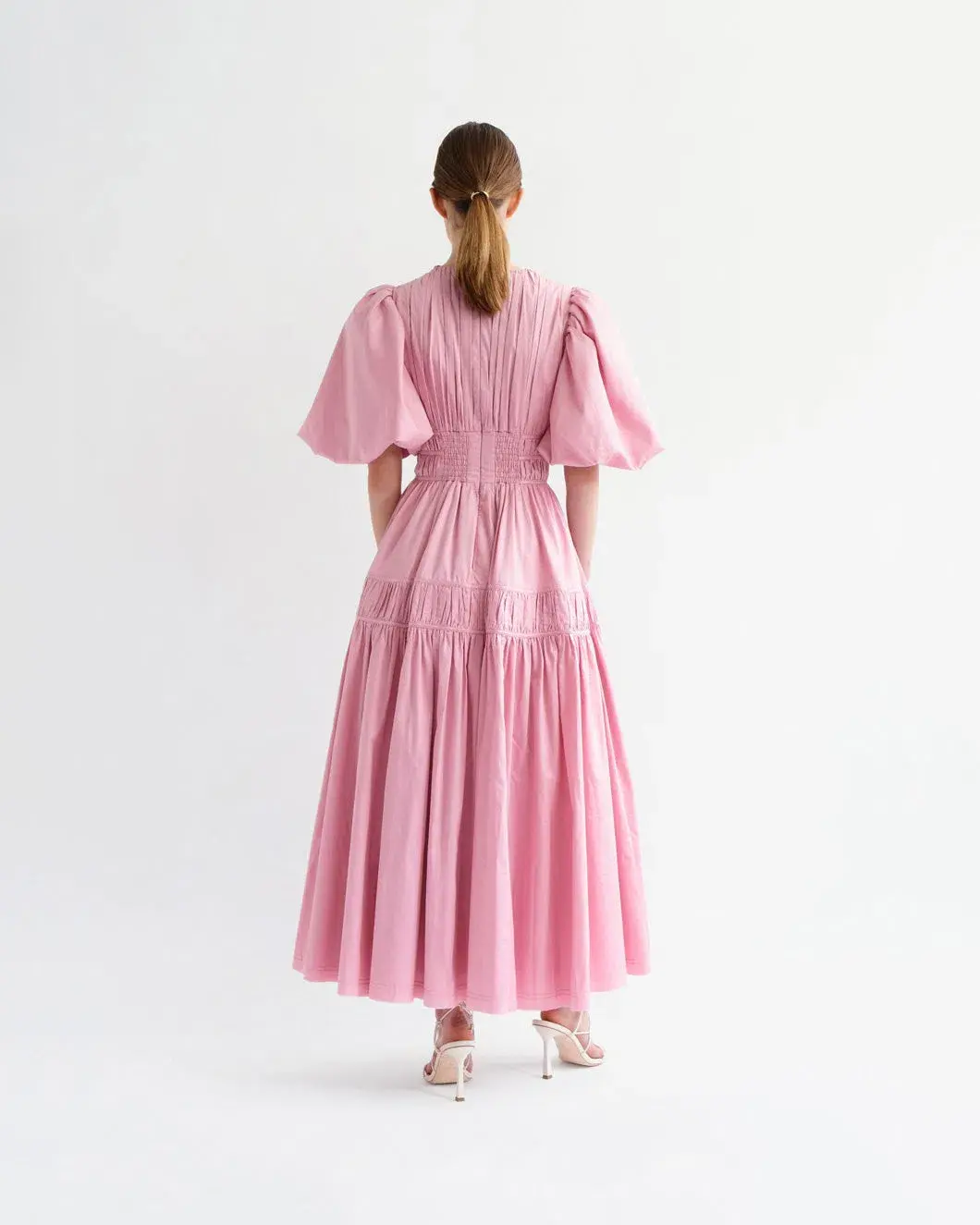 Aje Fallingwater Midi Dress Chalk Pink Size 12 for rent on The Volte - main image
