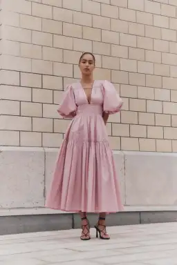 Aje Fallingwater Midi Dress Chalk Pink Size 12 for rent on The Volte - image 1